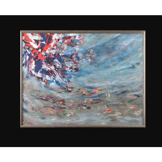 Original Oil on Canvas – “Composition” by Keiko Ryu – Signed – Vintage & Framed – 122 × 95 cm (48" × 37.4") incl. frame An...
