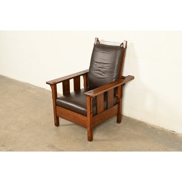 Lifetime Furniture Antique Mission Oak Arts & Crafts Reclining Morris Lounge Chair, Circa 1910 For Sale - Image 15 of 15