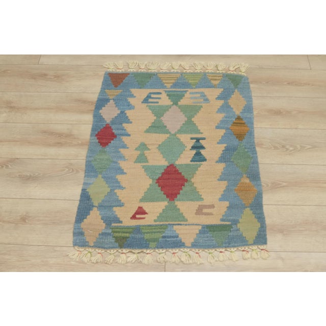 1960s Southwestern Soft Blue Hand Knotted Rug For Sale - Image 13 of 13