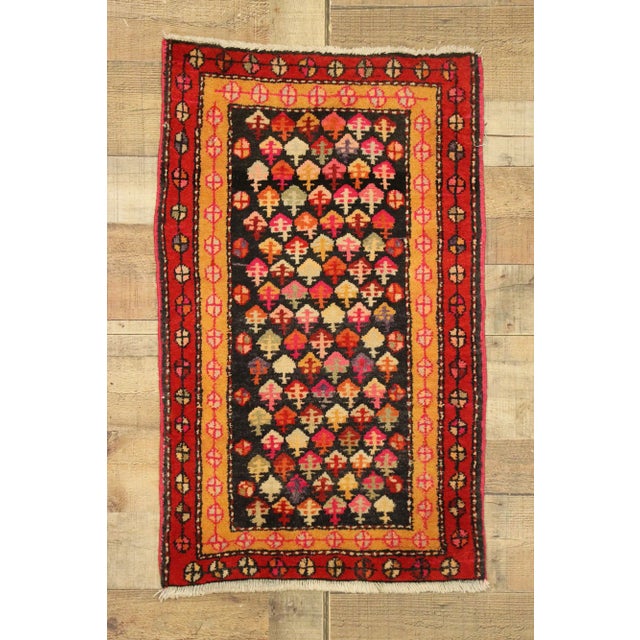 Red Vintage Persian Hamadan Rug - 01'10 X 03'00 For Sale - Image 8 of 9