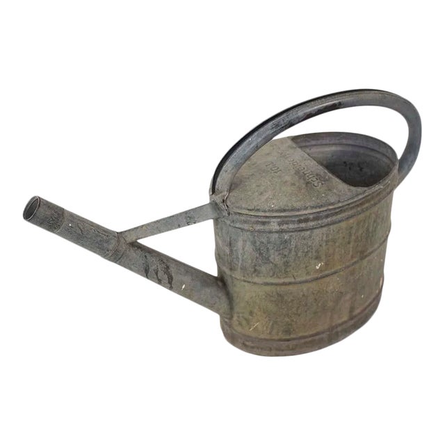 Antique Schneiderkanne Watering Can Planter - Galvanized Metal For Sale