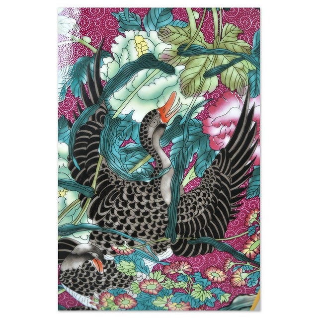 Asian Porcelain Vase with Birds and Flowers For Sale - Image 5 of 6