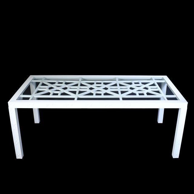 Late 20th Century Large Hollywood Regency Fretwork Dining Table For Sale In West Palm - Image 6 of 8