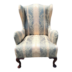 Antique 19th Century Queen Anne Wingback Chair Club Style, New Upholstery