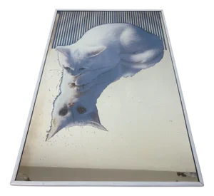 Vintage Cat Mirror with Metal Frame, 1980s