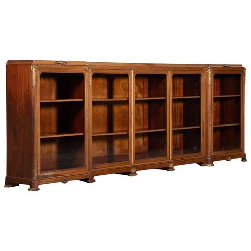 French Monumental Walnut Breakfront Glazed Bookcase, 1870s For Sale - Image 17 of 17