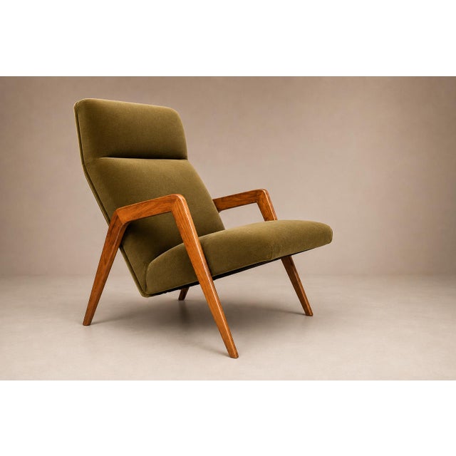 Modern Brazilian Modern Armchair in Pau Marfim & Green Mohair, Pierre Weckx, 1950s For Sale - Image 3 of 15