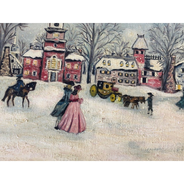 Winter Scene Oil Painting Framed, Signed Joan Austin frame size 18x14