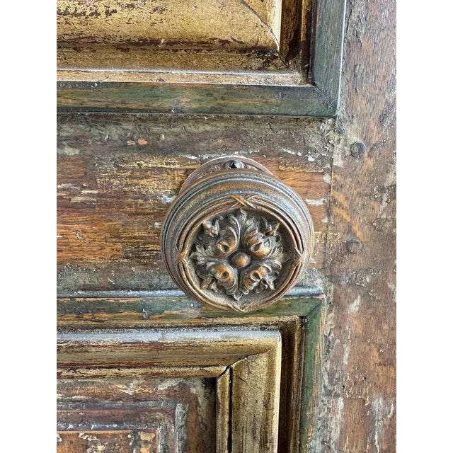 Brown 19th Century French Carved Doors With Distressed Wood and Gilt Accents For Sale - Image 8 of 15
