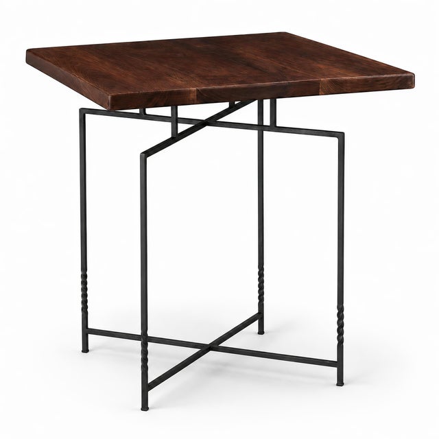 Narrow Side Table, Solid Black Walnut End Table, Handmade Small Side Table With Steel Base For Sale - Image 10 of 10