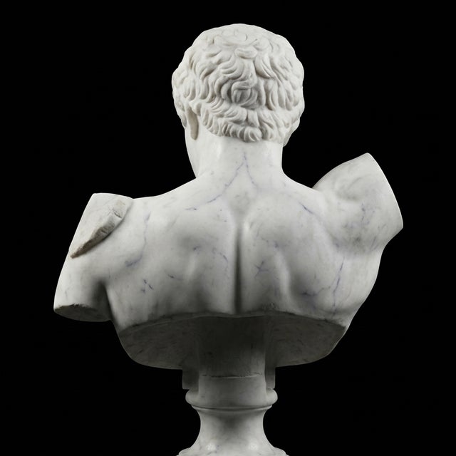 Hand-Carved Natural Marble Bust Sculpture – Bust of Hermes of Praxiteles For Sale - Image 4 of 4