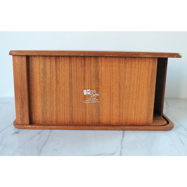 Brown 1970s Teak Wood Tambour Organizer Box by Kalmar For Sale - Image 8 of 12