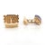 Vintage cufflinks featuring lapis lazuli inlay in 14K yellow gold with nugget textured sides. Rectangular lapis panels...