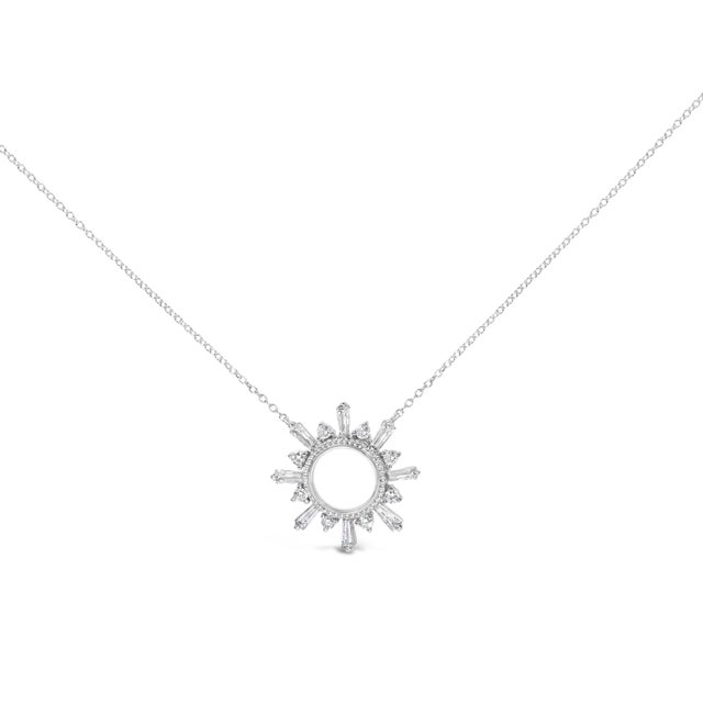 Catch the spark of a midnight wish with this radiant starburst medallion, sculpted in luminous .925 sterling silver. An...