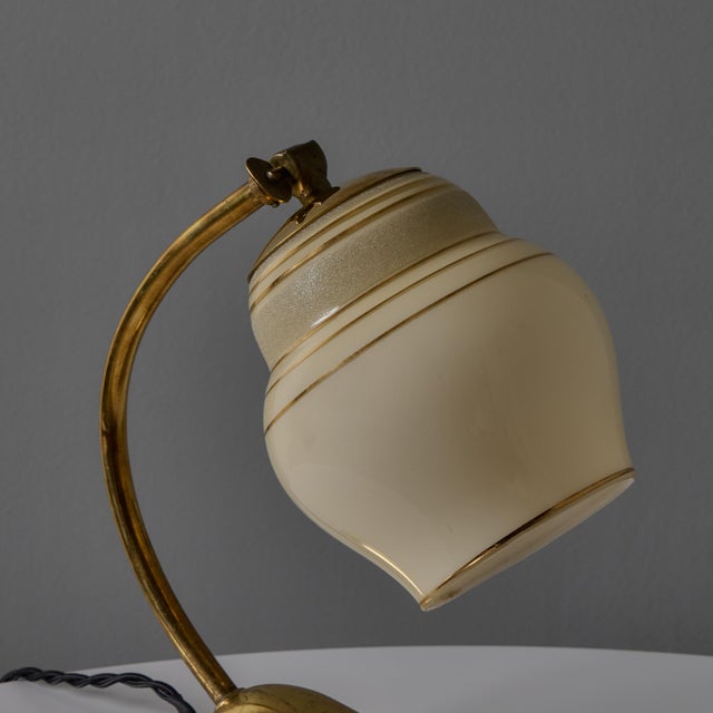 1950s Sculptural Glass and Brass Table Lamp in the Manner of Paavo Tynell for Valinte Oy For Sale - Image 15 of 18