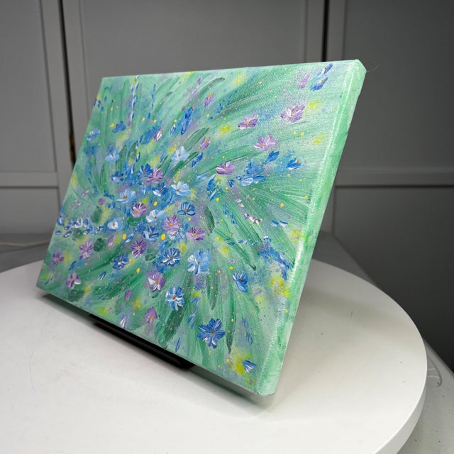 2020s "Flowering 5" Acrylic Painting on 8" X 10" Stretched Canvas - Vibrant Wall Art For Sale - Image 5 of 7