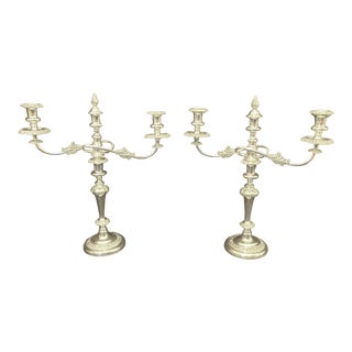 Reduced Pair Silver Candelabra 1930s Triple Arm For Sale