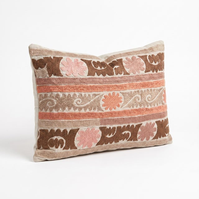 This beautiful 19'' x 29'' hand-embroidered Suzani pillow cover was made from authentic Uzbek cotton fabric. The intricate...