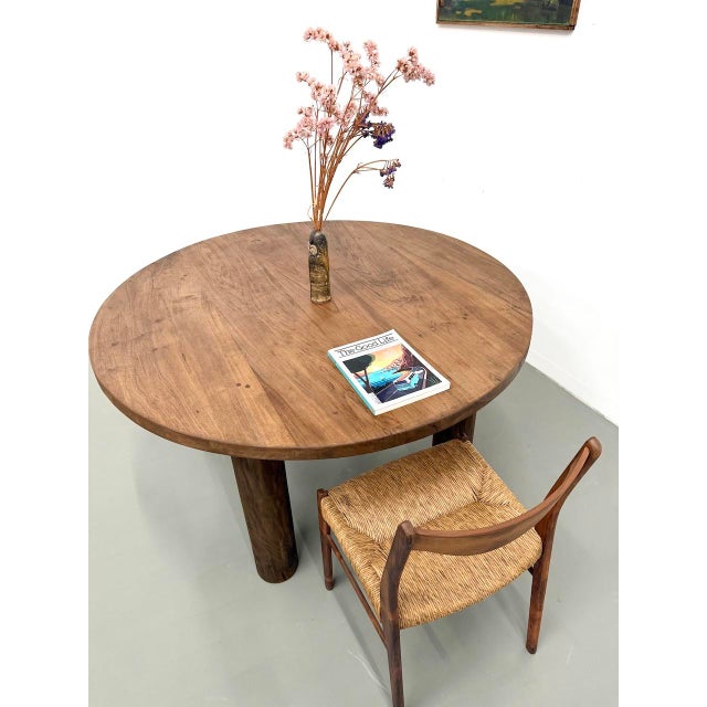 Constructivist Round Table in Walnut, 1950s For Sale - Image 14 of 18