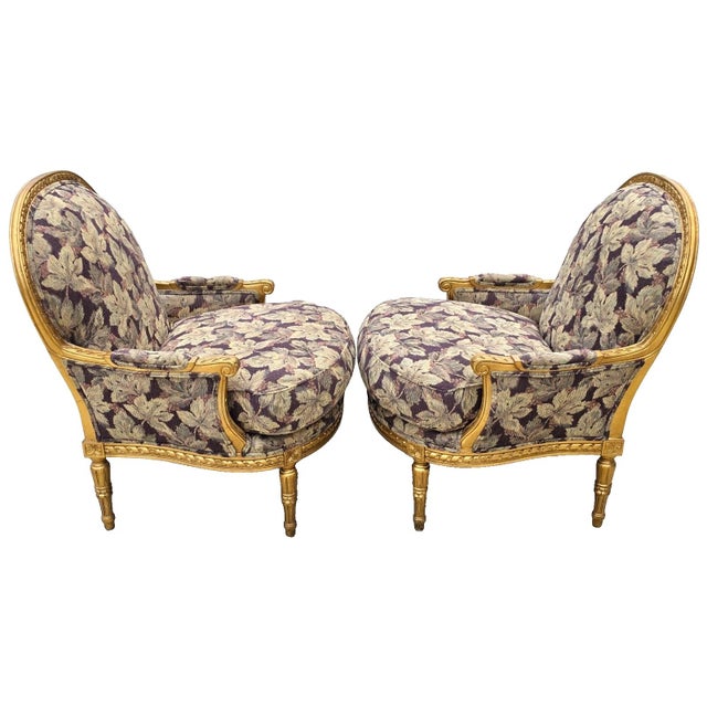 Dm D & D Building Nyc French Louis XVI Style Giltwood Oversized Bergère Armchairs For Sale In Miami - Image 6 of 15