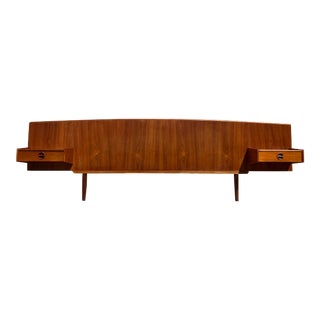 Danish Modern Teak Queen Headboard With Floating Nightstands For Sale