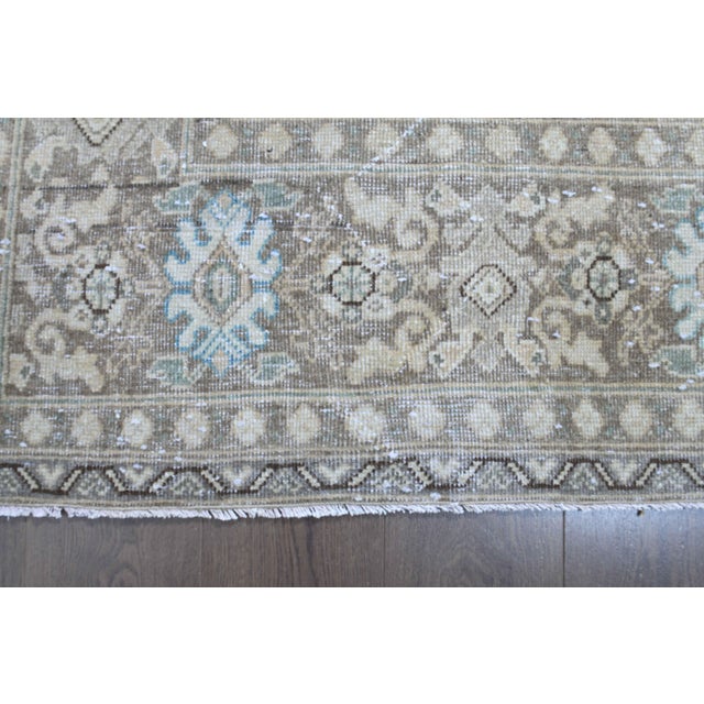 1970s Vintage Persian Handmade Wool Cotton Light Brown Area Rug For Sale - Image 10 of 11
