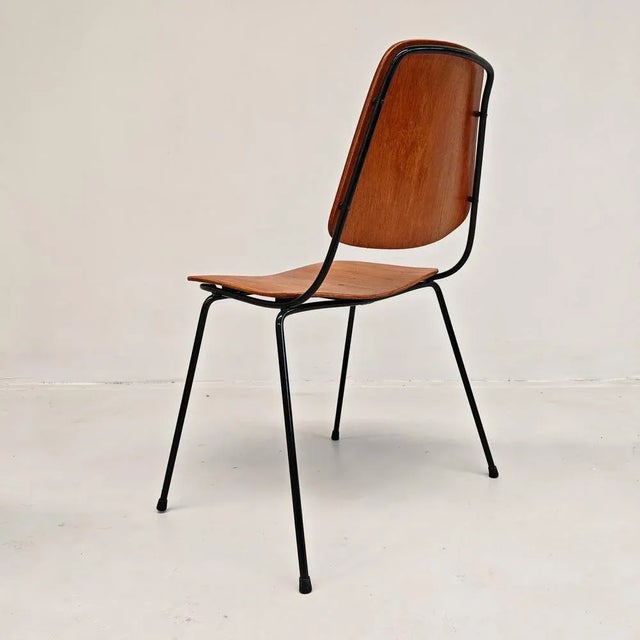 1960s Vintage Black Metal & Plywood Dining Chairs by Augusto Bozzi for Saporiti, 1960s, Set of 6 For Sale - Image 5 of 18