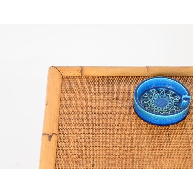 Italian Rectangular Coffee Table in Bamboo and Rattan attributed to Vivai del Sud, 1970s For Sale - Image 14 of 17