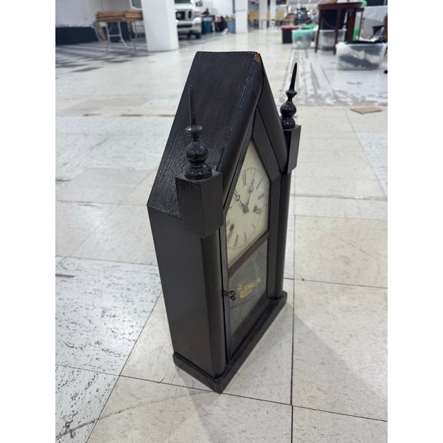 Art Deco Antique New Haven Steeple Clock 19th Century With Key For Sale - Image 3 of 5