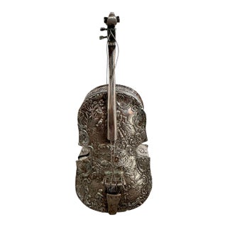 The 1880s Hanau Cello: A Virtuoso Repoussé Musical Miniature For Sale
