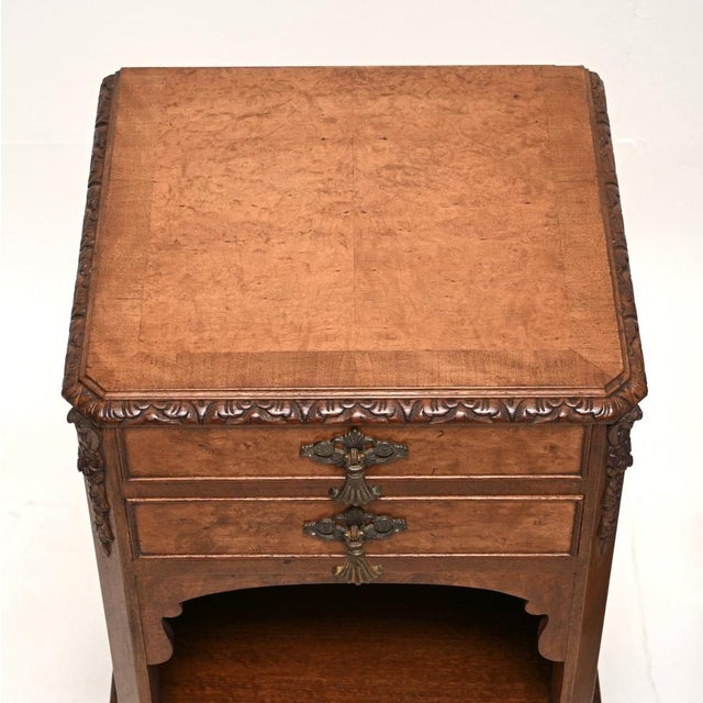 1920s Antique Burr Walnut Bedside Cabinets, 1920, Set of 2 For Sale - Image 5 of 10