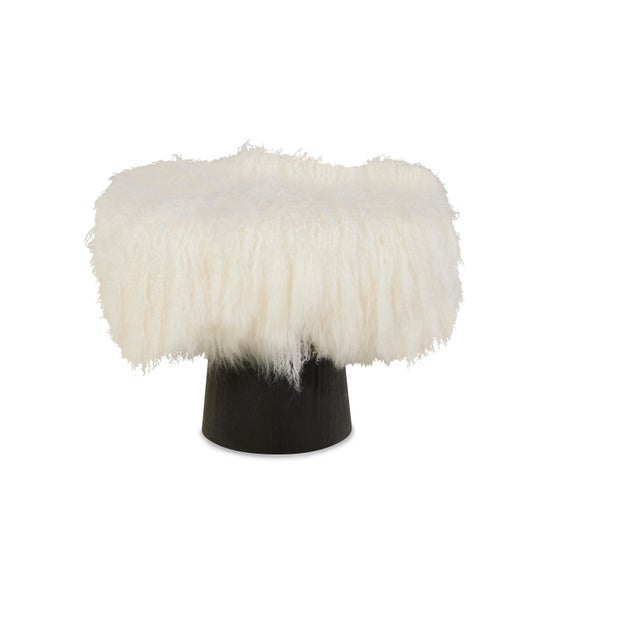 French Tara Shaw for Century Furniture Pompiduo Italian Mongolian Lamb Stool For Sale - Image 3 of 3