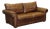 Brown Leather Two to Three Seater Sofa with Feather Back Cushions For Sale