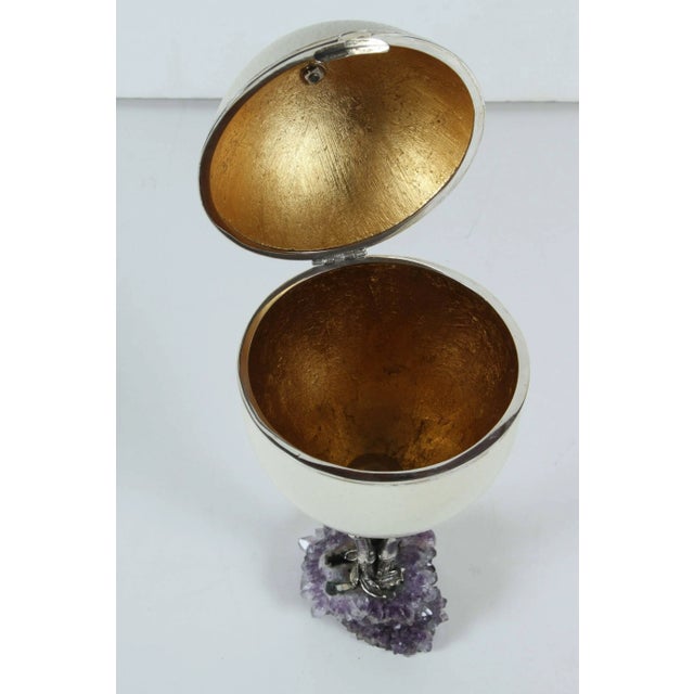 Art Deco Ostrich Egg Container on Amethyst Base For Sale - Image 3 of 8