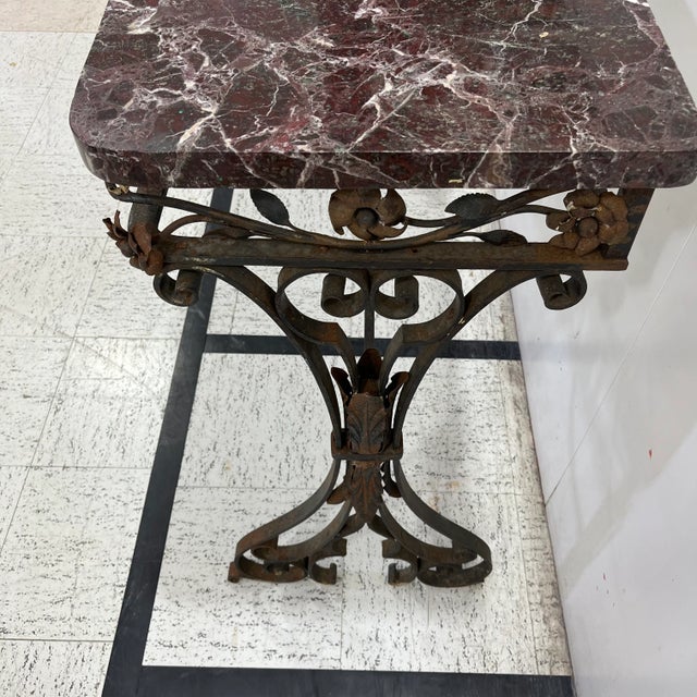 Metal 19th Century French Iron & Marble Table For Sale - Image 7 of 8