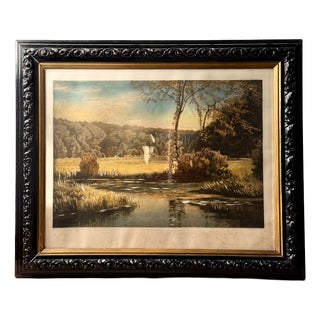 Paul Vorgang, Large German Landscape Heliogravure, 1960s, Paint For Sale
