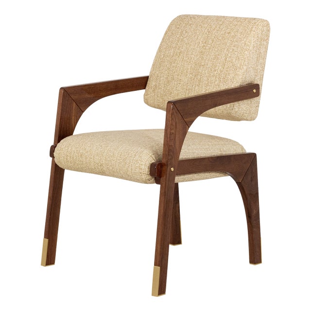 Arches Dining Chair in Tweed and Walnut from Insidherland For Sale