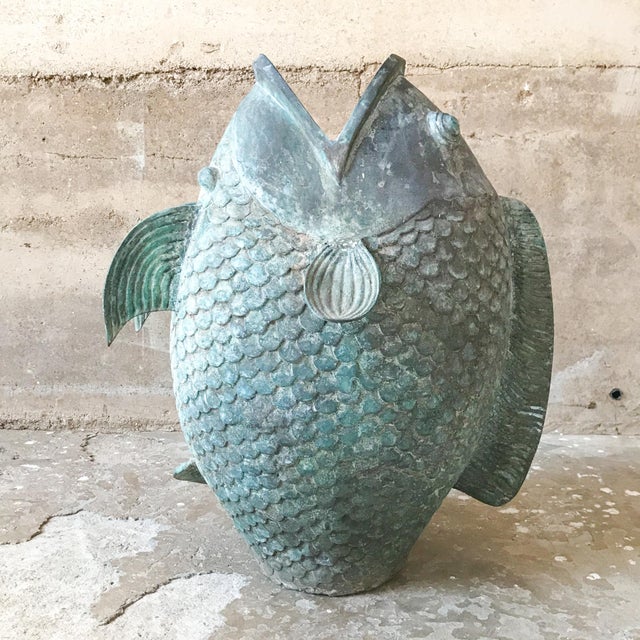 Impressive Koi Fish Sculpture in Solid Bronze Lovely Legendary Japanese Art Chairish