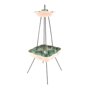 Circa1950's Ceramic Pottery & Wire Base Floor Standing 2 Tier Ashtray