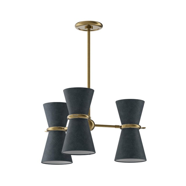 Gable Pendant, Antique Natural Brass with Storm Blue Shade For Sale - Image 9 of 9