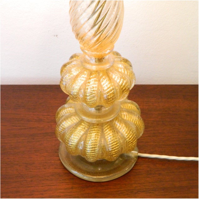 Mid-Century Modern Murano Glass Table Lamp with Gold Flakes from Barovier & Toso, 1960s For Sale - Image 3 of 8