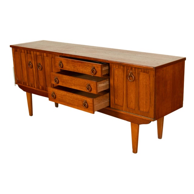 1960s Mid Century Modern Danish Style Teak Credenza Sideboard Buffet Bar Cabinet 1960s For Sale - Image 11 of 17