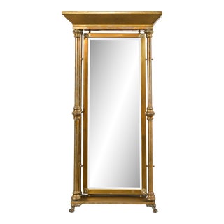 Victorian Patinated Brass Entry Hall or Dressing Mirror For Sale