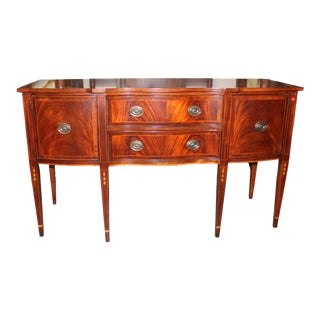 Early 20th Century Mahogany Sideboard Buffet With Bellflower Inlay and Dovetail Drawers For Sale