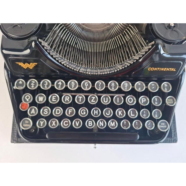 Art Deco Continental Portable Typewriter with Case, Germany, 1930 For Sale - Image 10 of 18