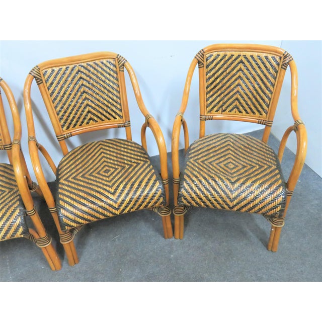 Mid Century Rattan Basket Weave Arm Chairs Set or 4 Chairish