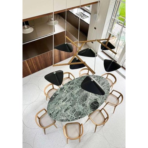 Emily Group of Seven Pendant Light in Steel with Dark Bronze Finish by Moss Objects For Sale - Image 10 of 11