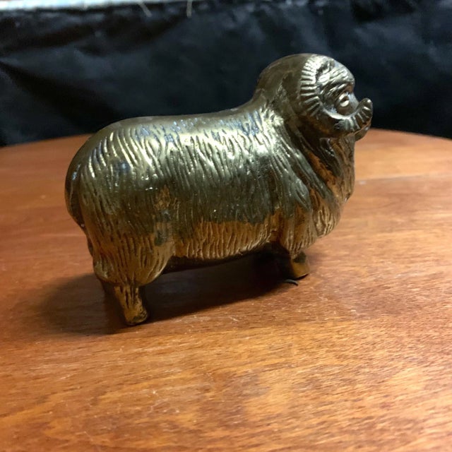 Mid 20th Century Vintage Solid Brass Ram Figure For Sale - Image 5 of 8