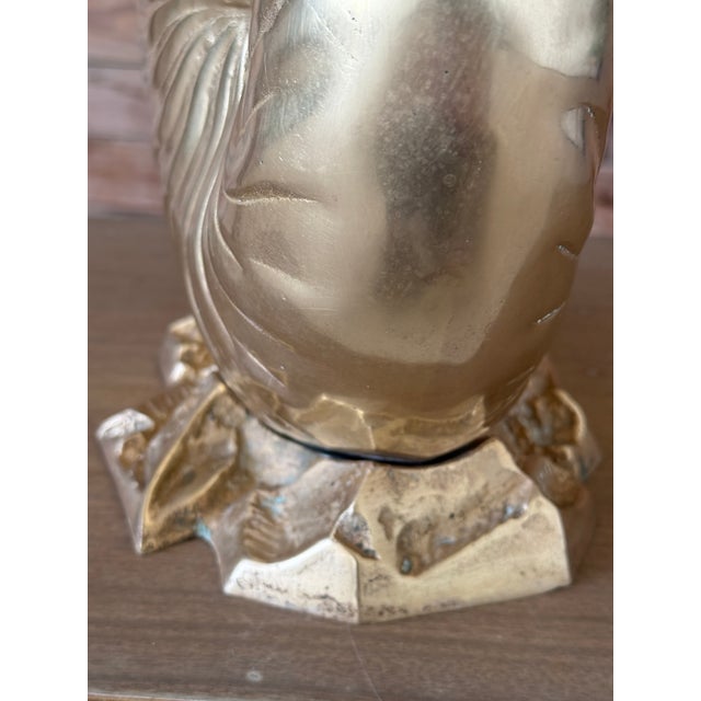 Vintage Coastal Regency Brass Nautilus Shell Planter or Wine Cooler For Sale - Image 4 of 12