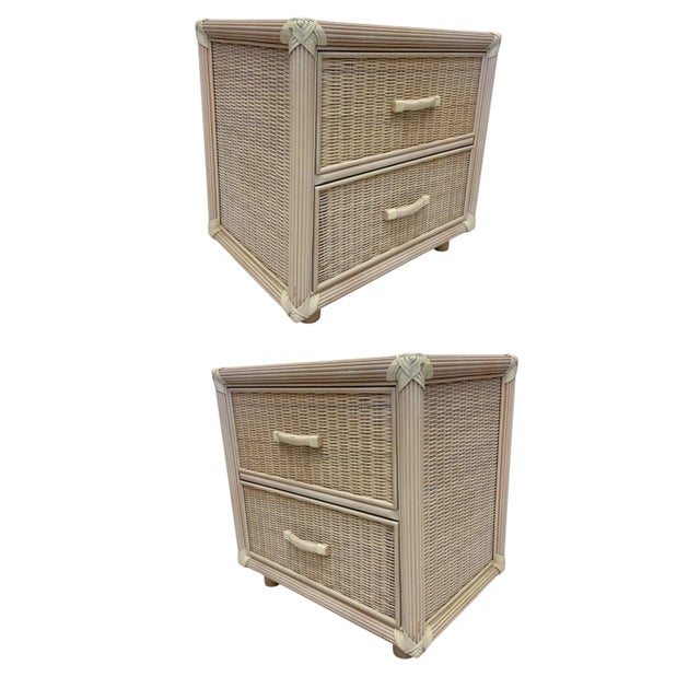 Vintage Wicker Nightstands 1980's -a Pair For Sale - Image 13 of 13